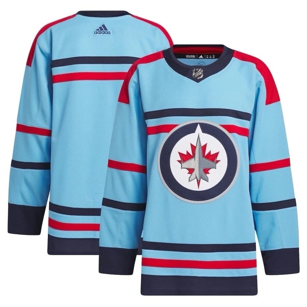 Adidas Primegreen Winnipeg Jets 3rd Alt RCAF Authentic Strap Blue Jersey Size 46